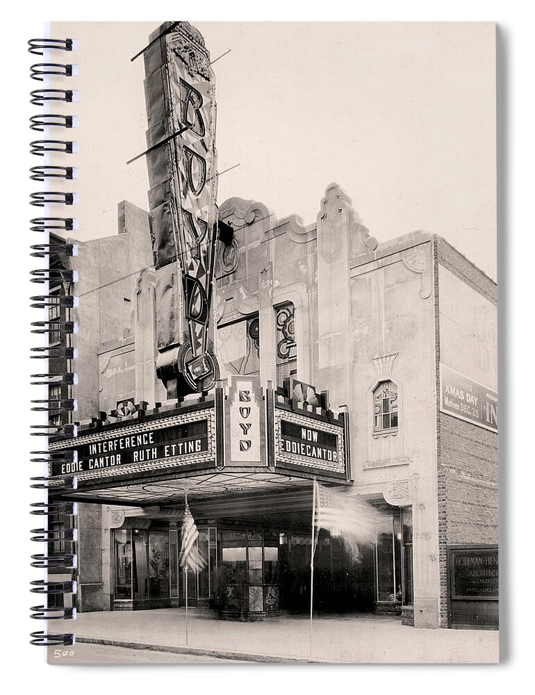 Interference Spiral Notebook featuring the photograph Boyd Theater by E C Luks