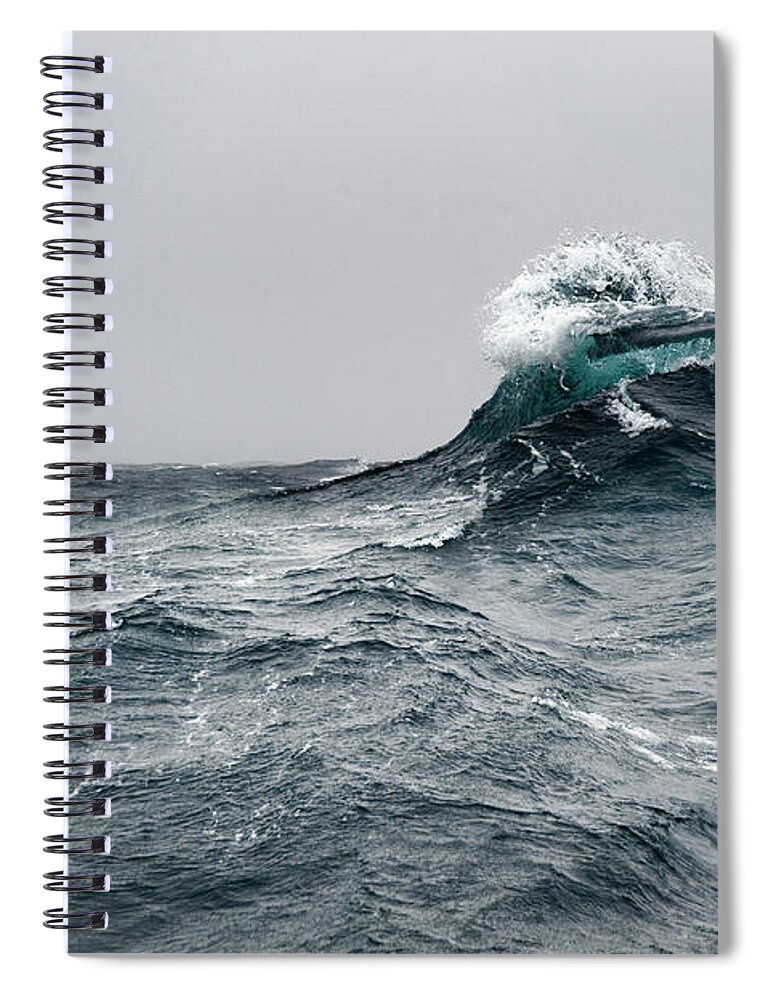 Scenics Spiral Notebook featuring the photograph Breaking Wave On A Rough Sea Against by Mike Hill