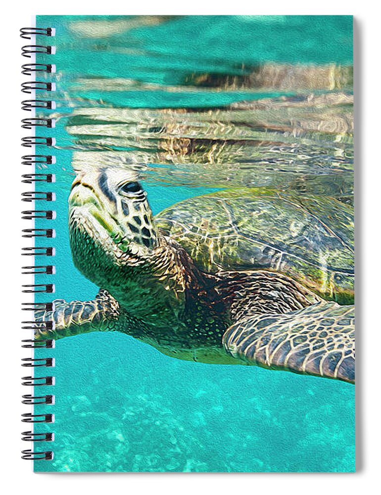 Honu Spiral Notebook featuring the digital art Breath of Fresh Air by Anthony Jones