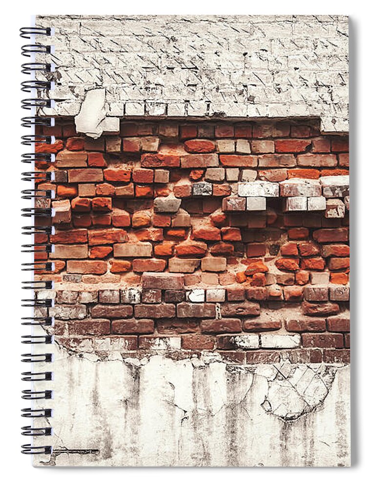 Tranquility Spiral Notebook featuring the photograph Brick Wall Falling Apart by Ty Alexander Photography