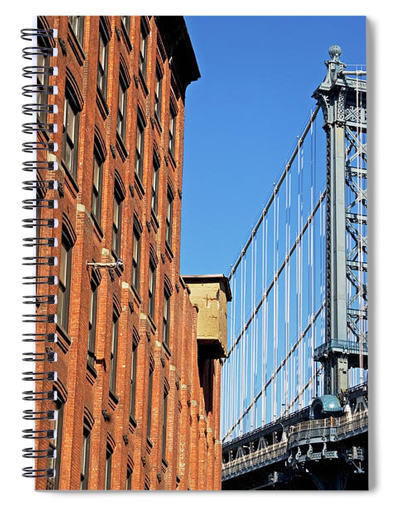 Civil Engineering Spiral Notebook featuring the photograph Bridge Beside Building by Fotog
