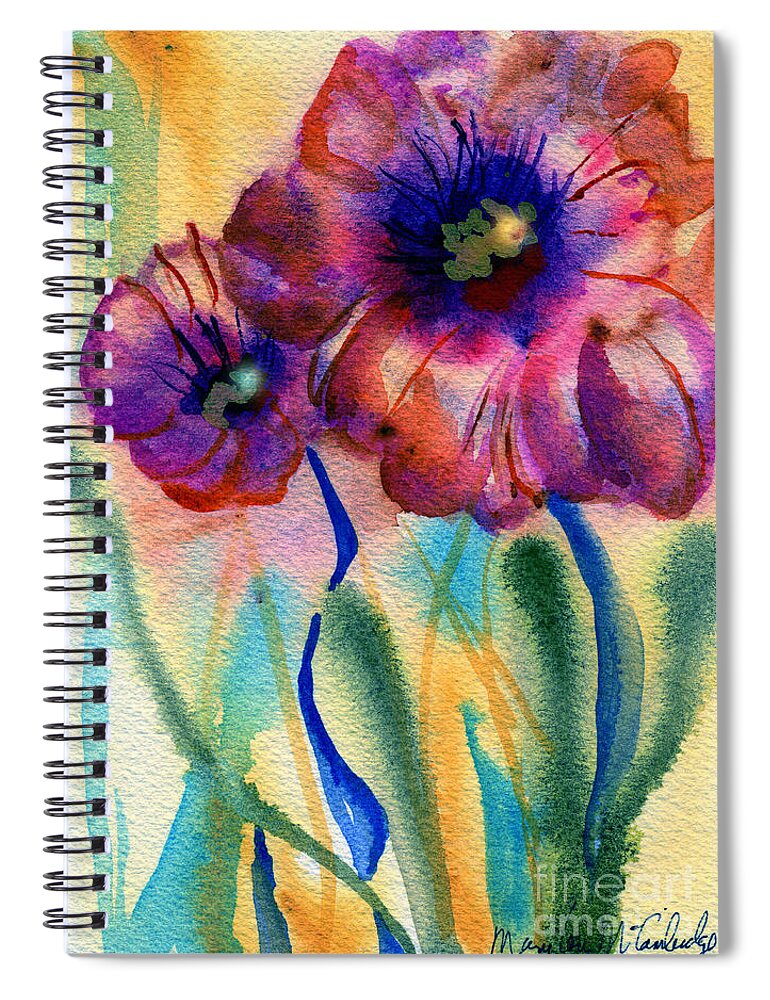 Flowers Spiral Notebook featuring the painting Bright and beautiful by Mary Lou McCambridge