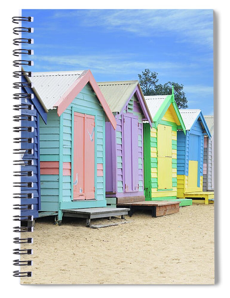 Steps Spiral Notebook featuring the photograph Brighton Beach Huts, Australia Xxxl by 4fr