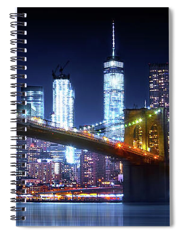 Brooklyn Bridge Spiral Notebook featuring the photograph Brooklyn Blue by Mark Andrew Thomas