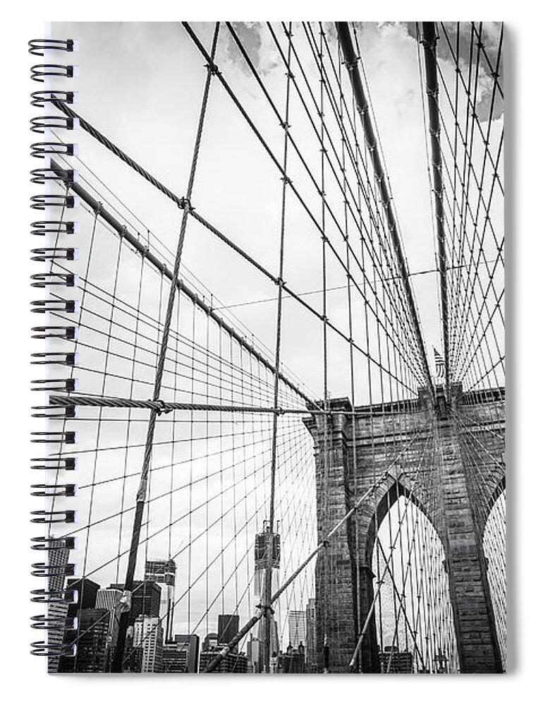 Downtown District Spiral Notebook featuring the photograph Brooklyn Bridge And New York Skyline by Cirano83