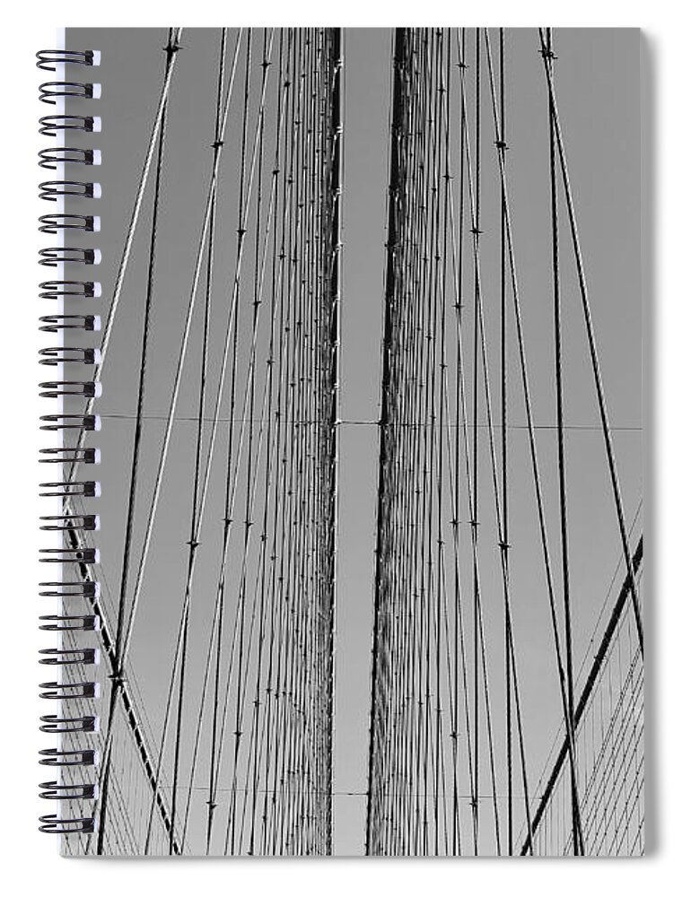 Brooklyn Bridge Spiral Notebook featuring the photograph Brooklyn Bridge B W 77 by Rob Hans
