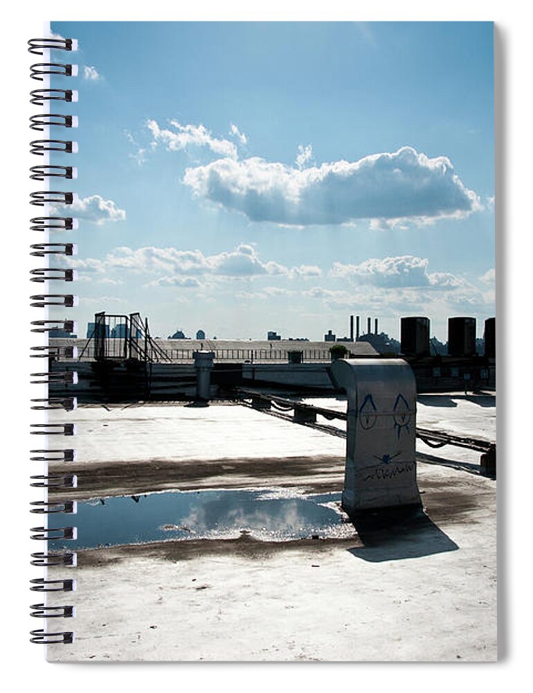 Cool Attitude Spiral Notebook featuring the photograph Brooklyn Rooftop With Manhattan Skyline by Kkong5