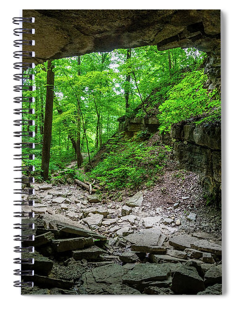 Broughs Tunnel Spiral Notebook featuring the photograph Broughs Tunnel - Clifty Falls State Park - Indiana by Gary Whitton