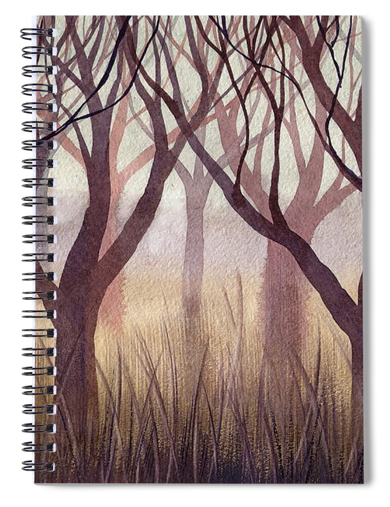 Russian Artists New Wave Spiral Notebook featuring the painting Brownish Forest by Ina Petrashkevich
