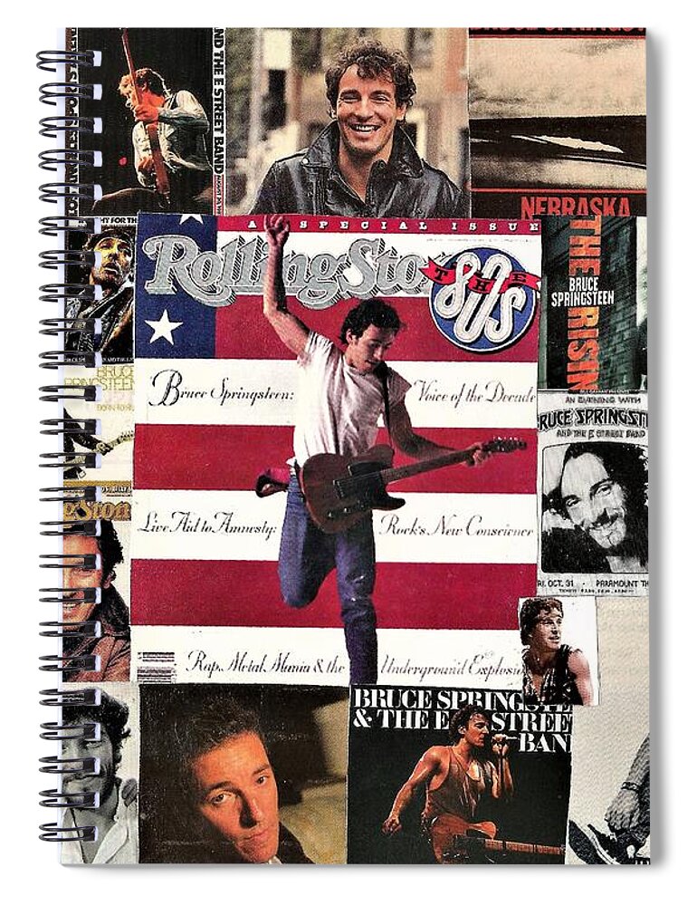 Collage Spiral Notebook featuring the digital art Bruce Springsteen Collage 1 by Doug Siegel