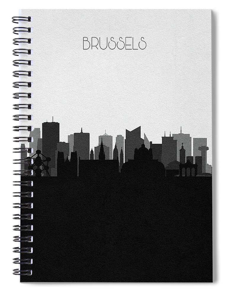 Brussels Spiral Notebook featuring the digital art Brussels Cityscape Art by Inspirowl Design