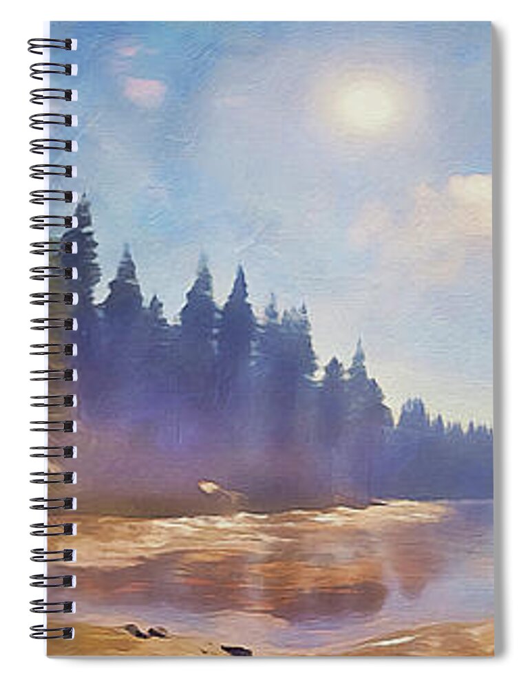 Mountain Spring Spiral Notebook featuring the painting Bucolic Paradise - 41 by AM FineArtPrints