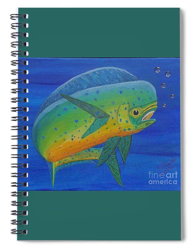 Fish Spiral Notebook featuring the painting Bull Dolphin by Elizabeth Mauldin