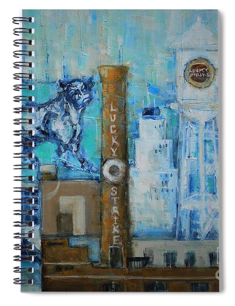 Durham Spiral Notebook featuring the painting Bull Durham by Dan Campbell