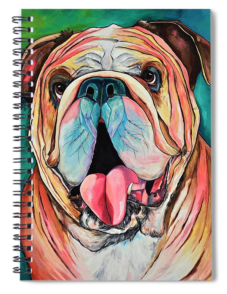 Bulldog Spiral Notebook featuring the painting Bulldog XXOOs by Patti Schermerhorn