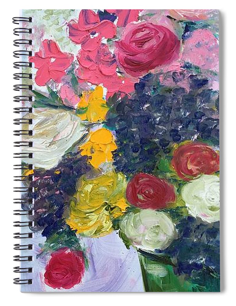 Flowers Spiral Notebook featuring the painting Bunch of Happy by Roxy Rich