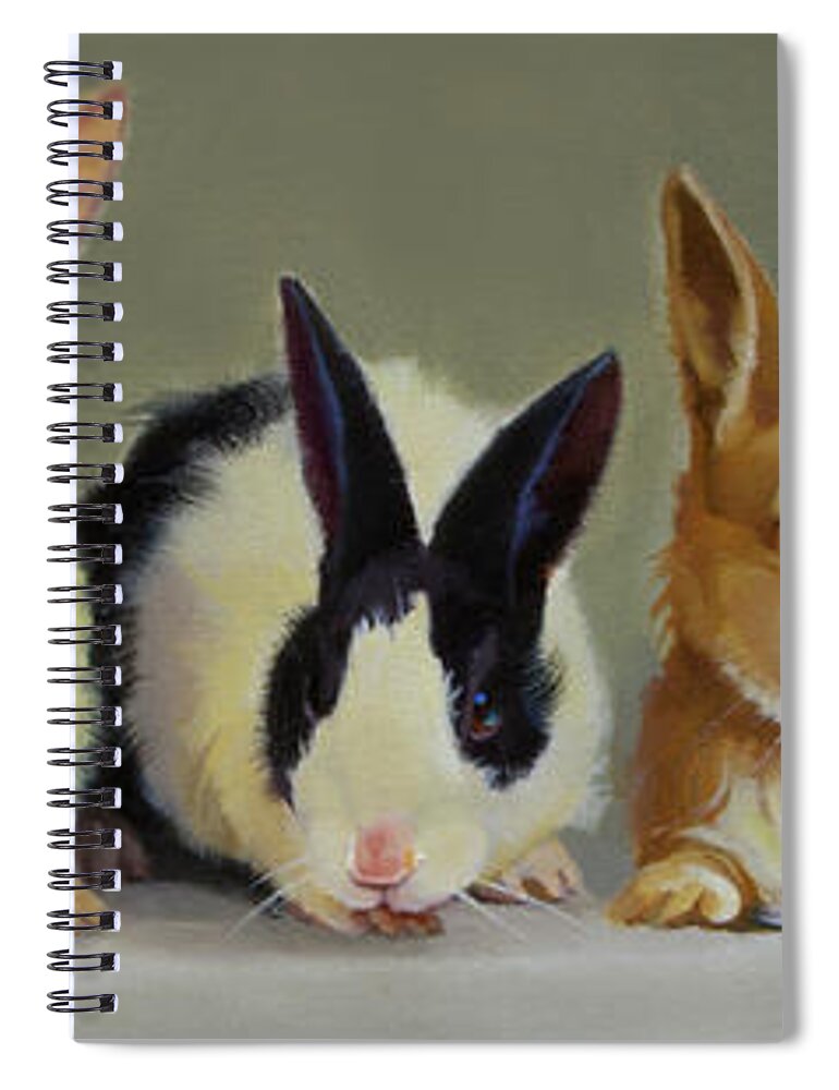 Farm Animals Spiral Notebook featuring the painting Bunny Babies by Carolyne Hawley