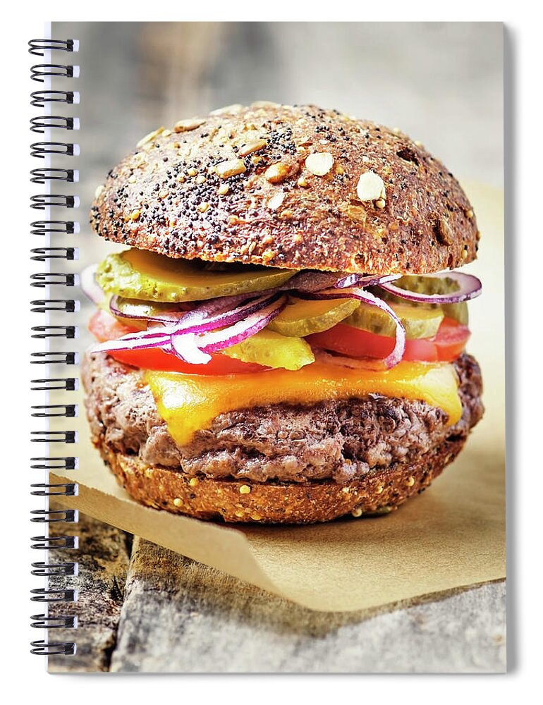 Bun Spiral Notebook featuring the photograph Burger by Claudia Totir