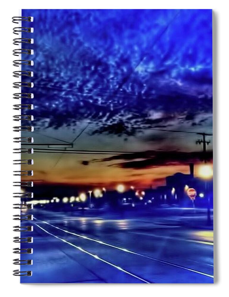 Bus Spiral Notebook featuring the photograph Bus Stop Sunrise by Cindy Boyd