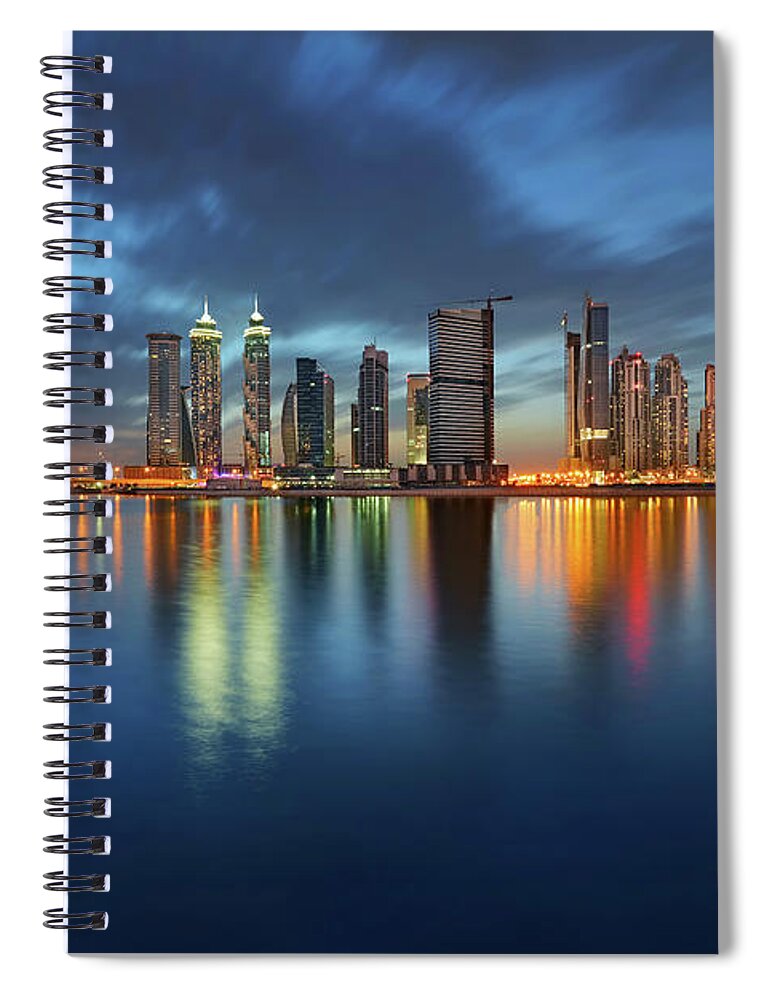 Corporate Business Spiral Notebook featuring the photograph Business Bay Skyline by Enyo Manzano Photography