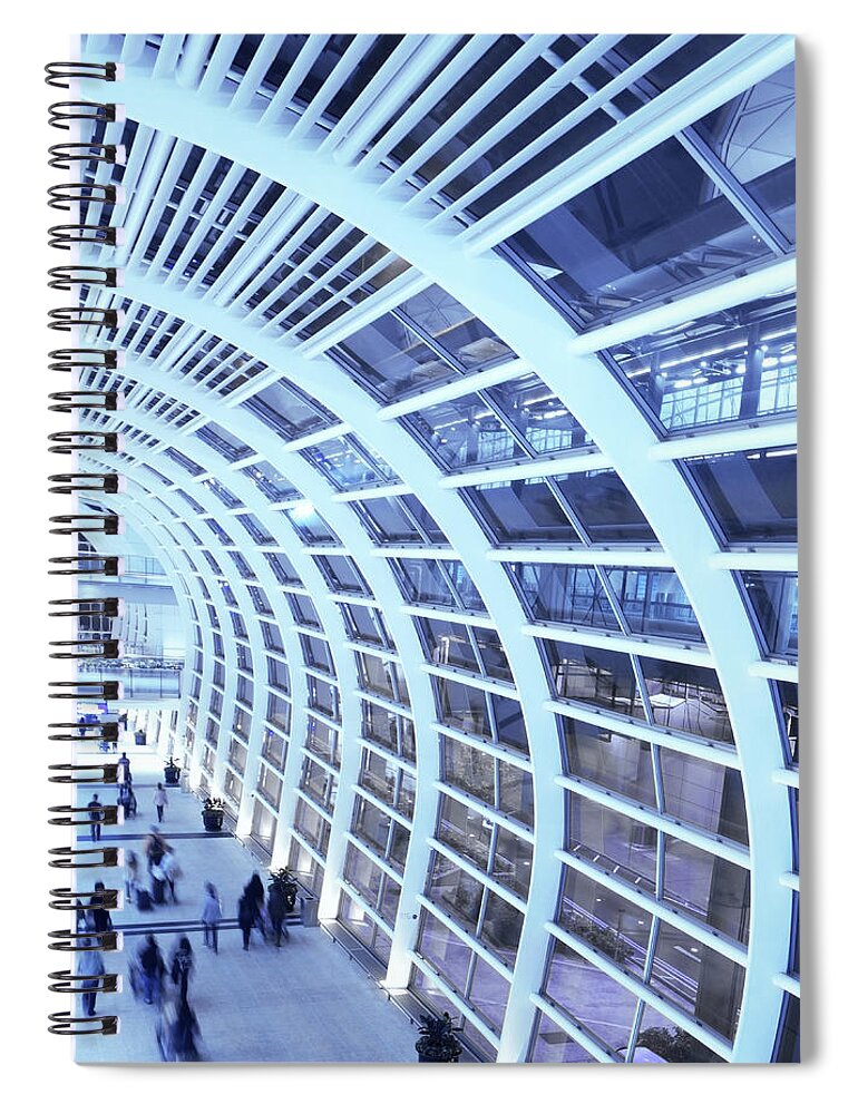 People Spiral Notebook featuring the photograph Business Travellers In An Airport by Bertlmann