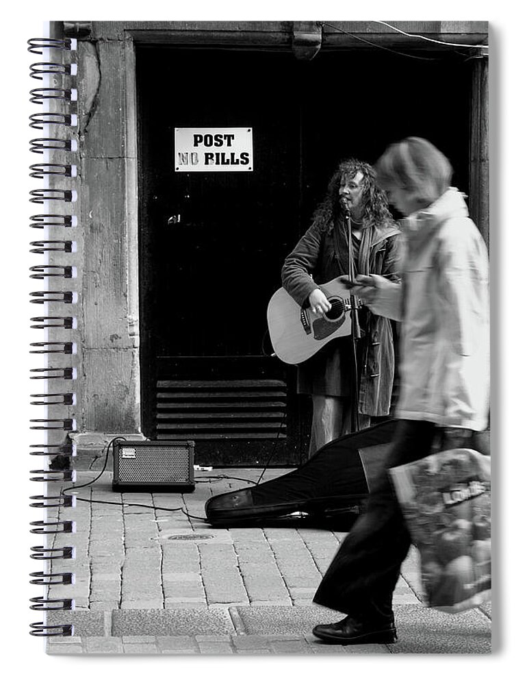 Busker Spiral Notebook featuring the photograph Busker by Edward Lee