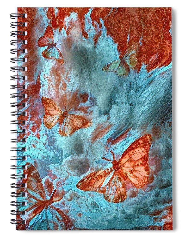 Abstract Spiral Notebook featuring the digital art Butterflies by Bruce Rolff