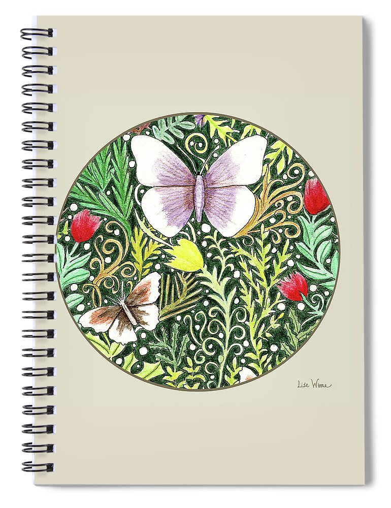 Lise Winne Spiral Notebook featuring the mixed media Butterflies by Lise Winne