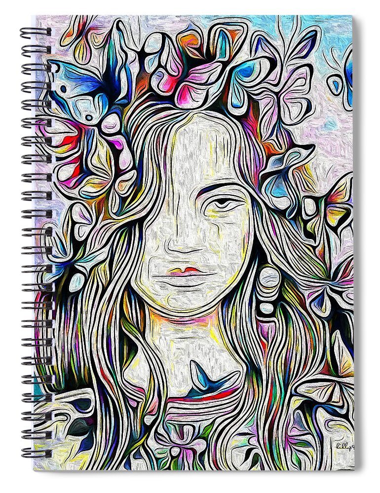 Paint Spiral Notebook featuring the painting Butterfly girl by Nenad Vasic