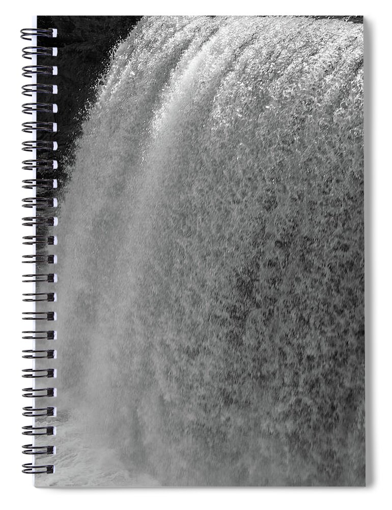 Waterfall Spiral Notebook featuring the photograph BW Raging Waterfall III by Mary Anne Delgado