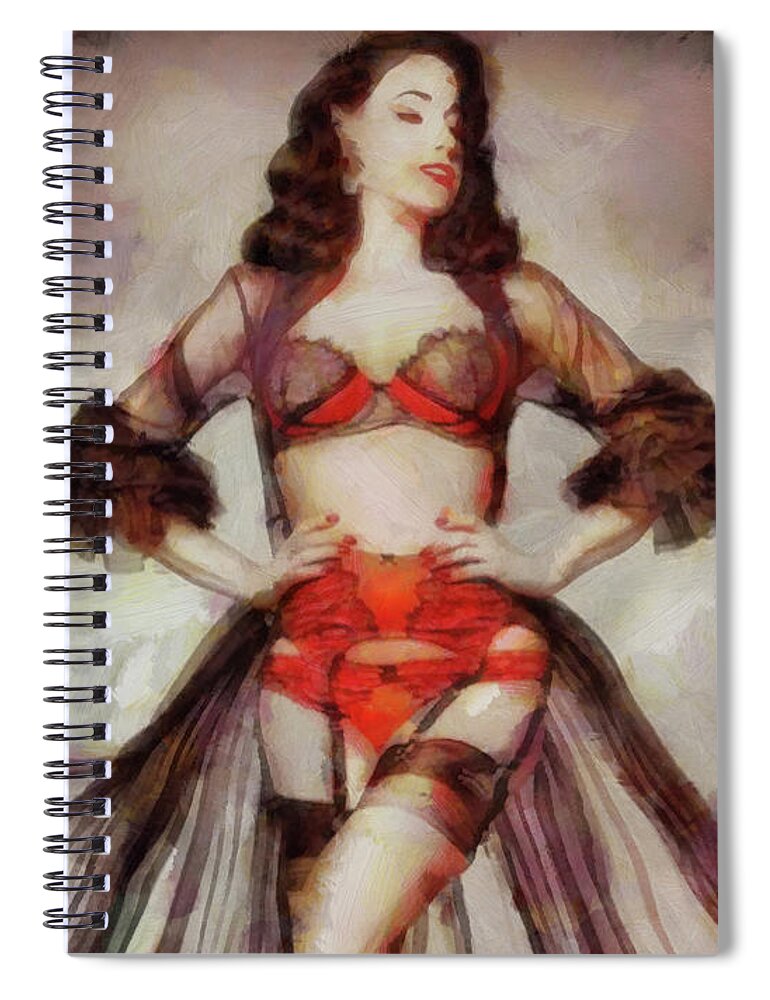 Rossidis Spiral Notebook featuring the painting Cabaret dancer 9 by George Rossidis