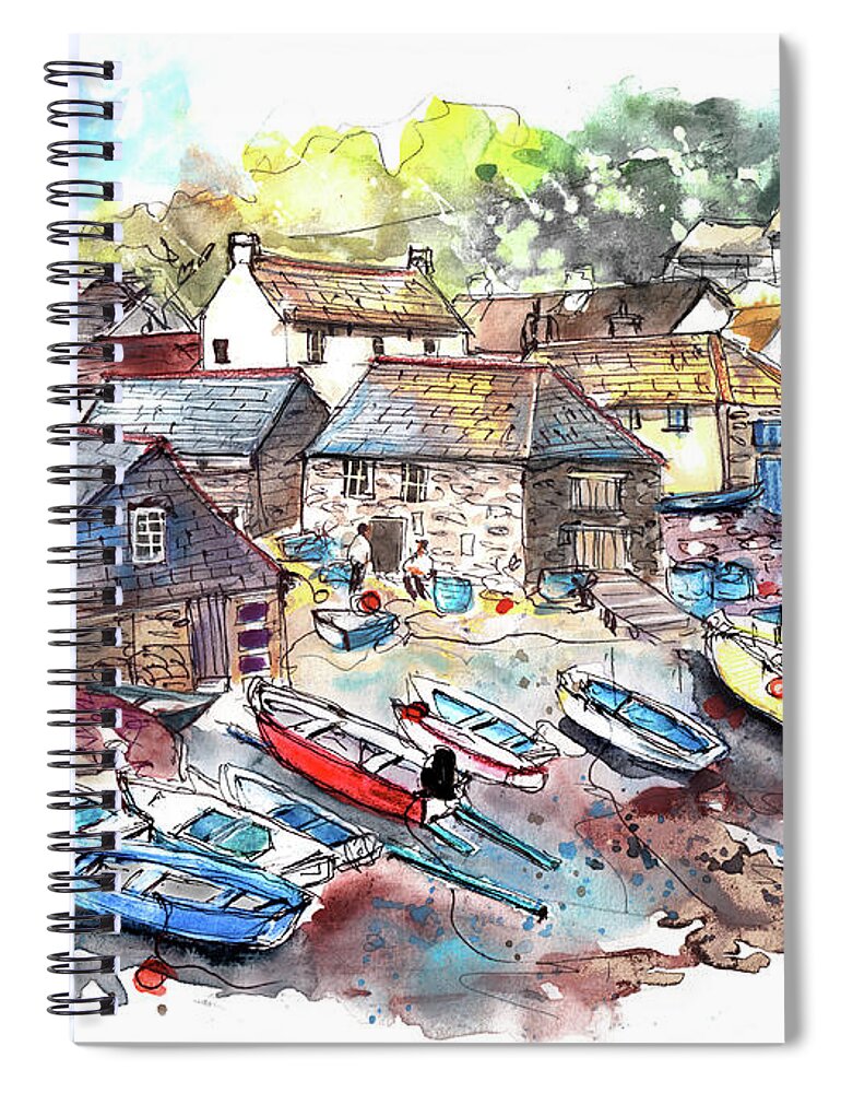 Travel Spiral Notebook featuring the painting Cadgwith 06 by Miki De Goodaboom