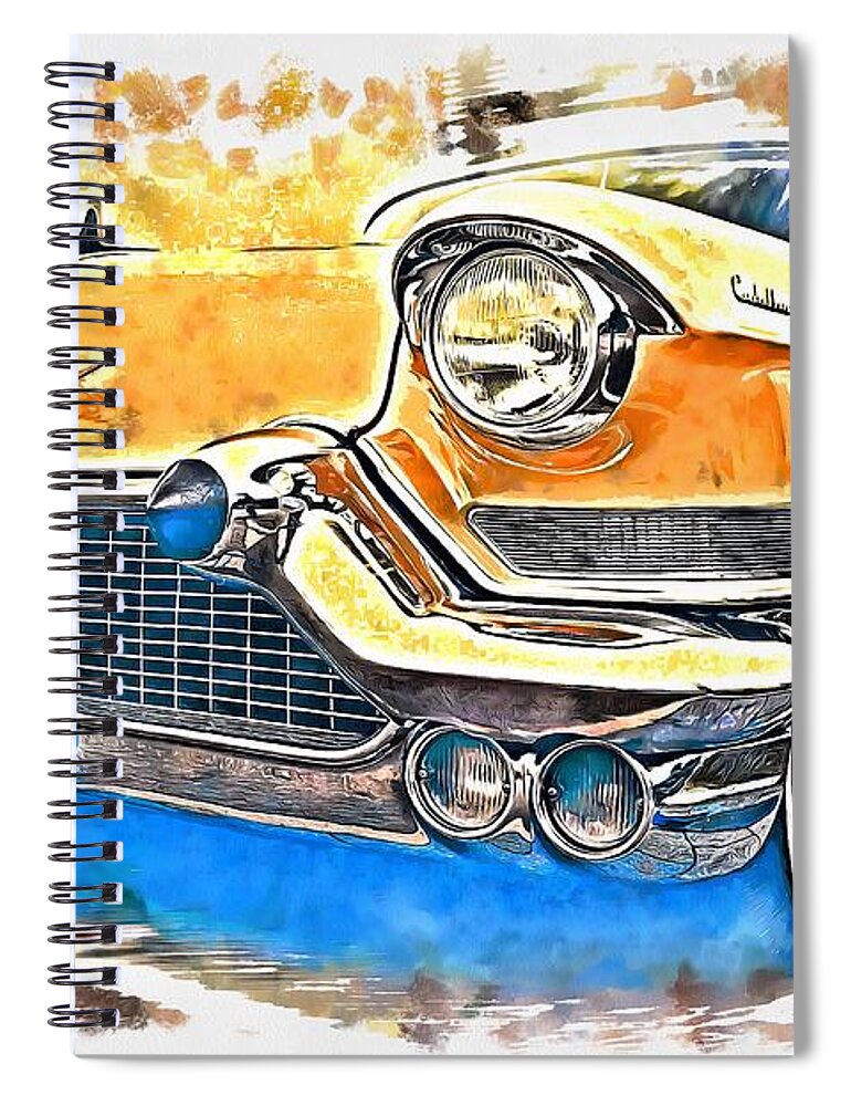 Cadillac Spiral Notebook featuring the digital art Cadillac by Tanya Gordeeva