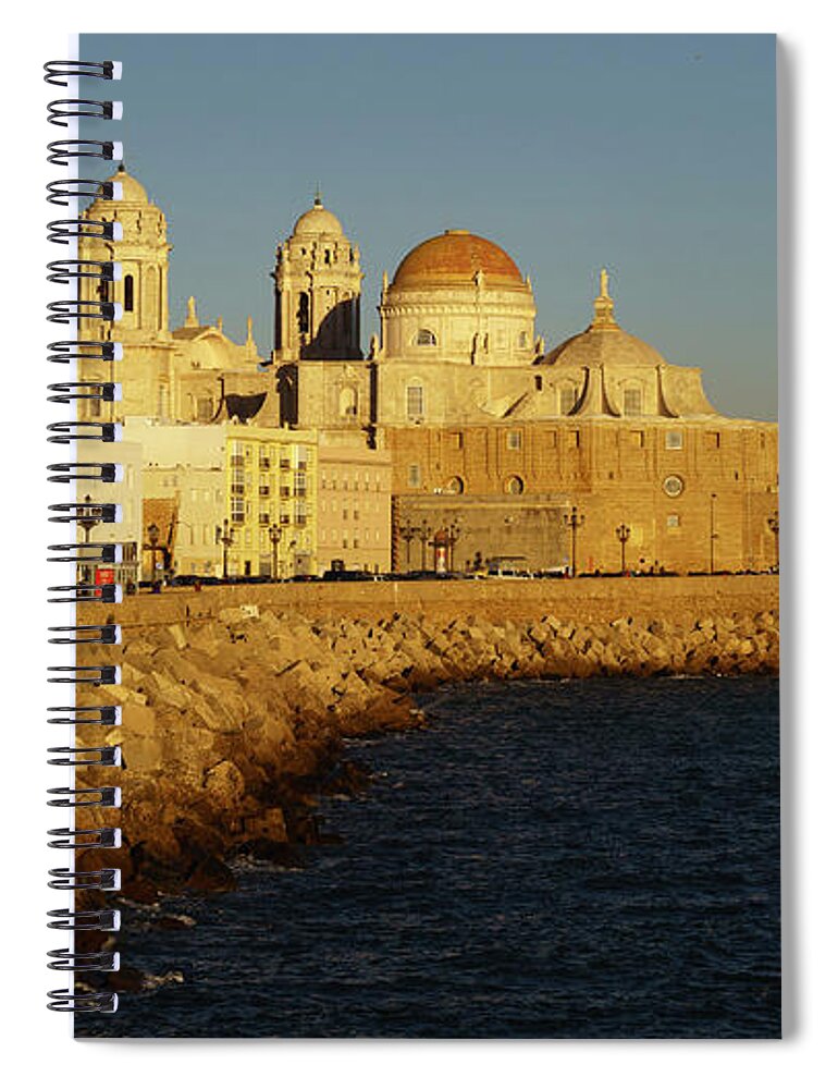 Spain Spiral Notebook featuring the photograph Cadiz Cathedral from Southern Field Spain by Pablo Avanzini