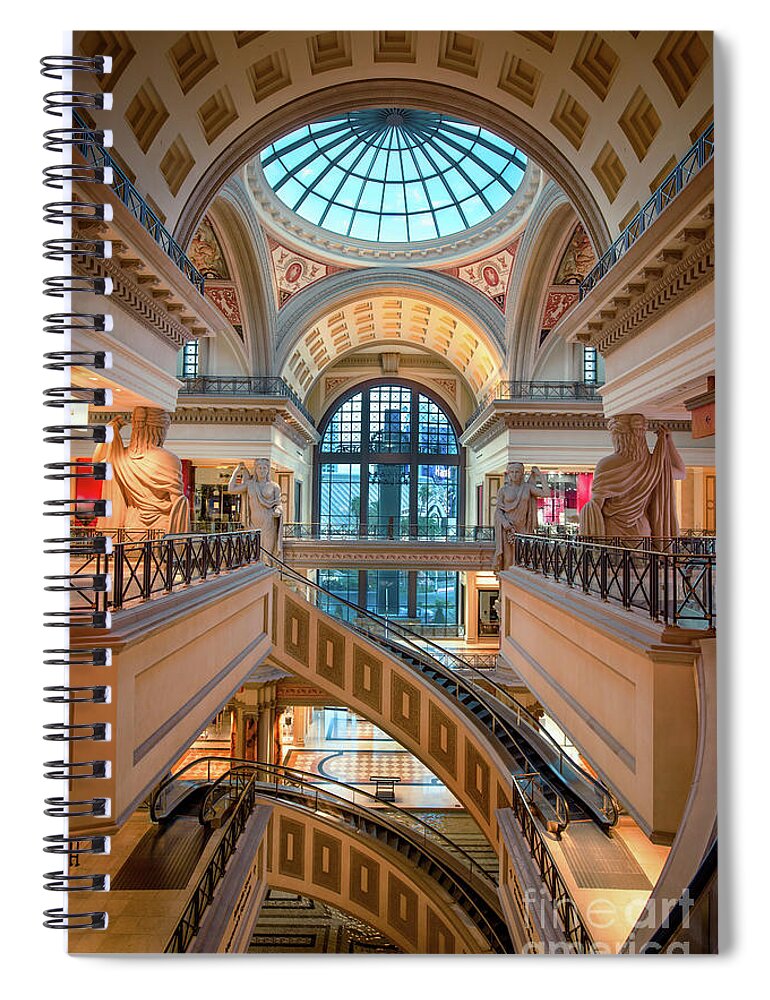 Caesar's Palace Las Vegas shopping mall entrance with spiral people carrier  stair and statues Stock Photo - Alamy