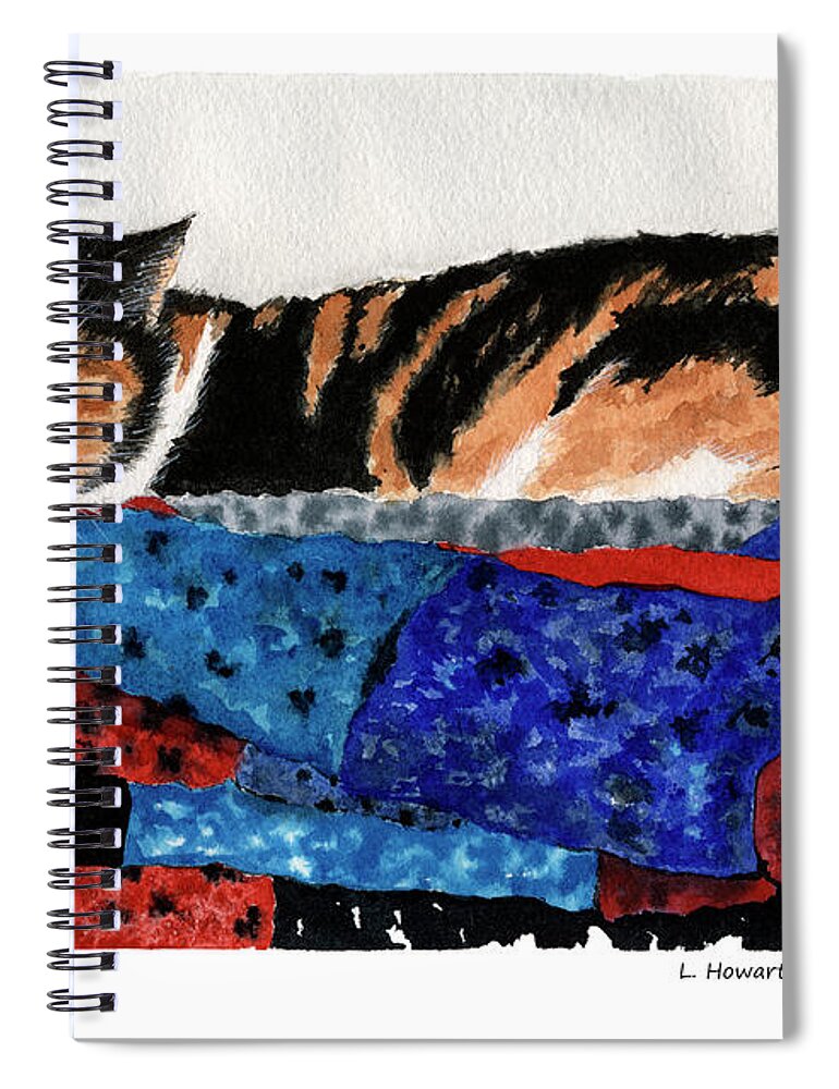 Cat Spiral Notebook featuring the painting Calico Cutie by Louise Howarth