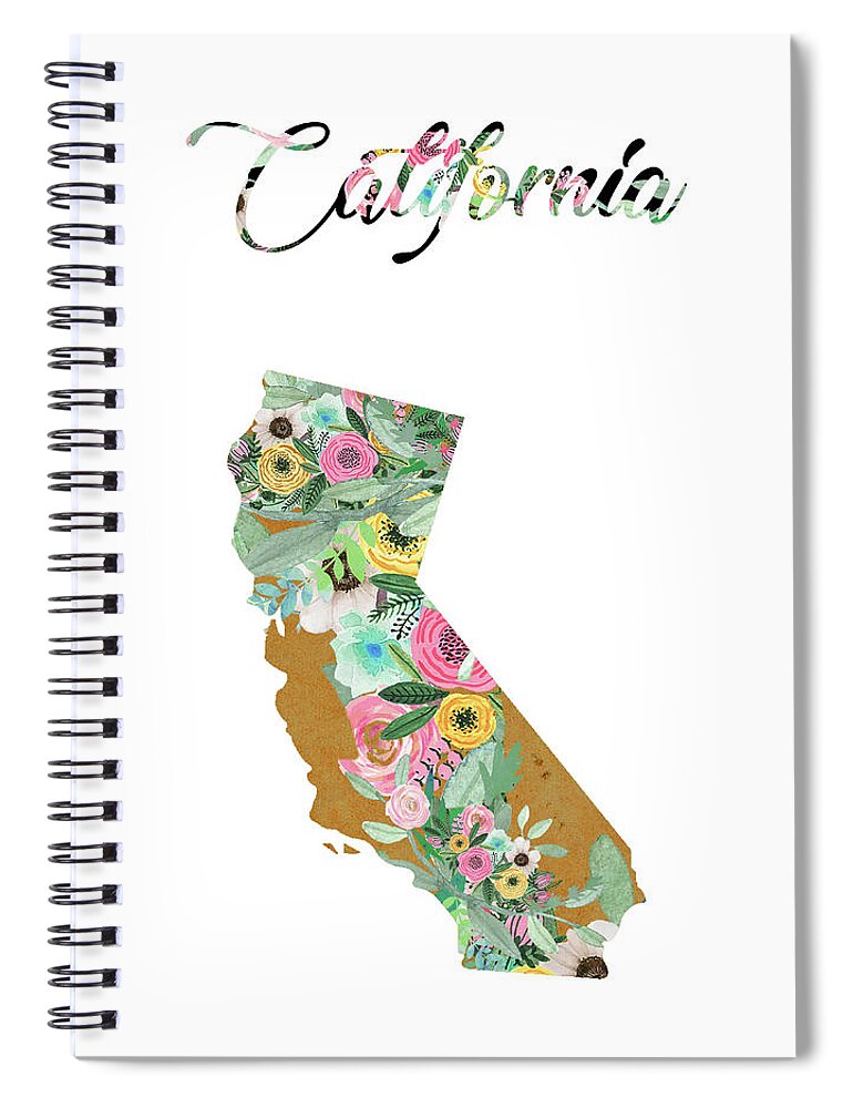 California Collage Spiral Notebook featuring the mixed media California by Claudia Schoen