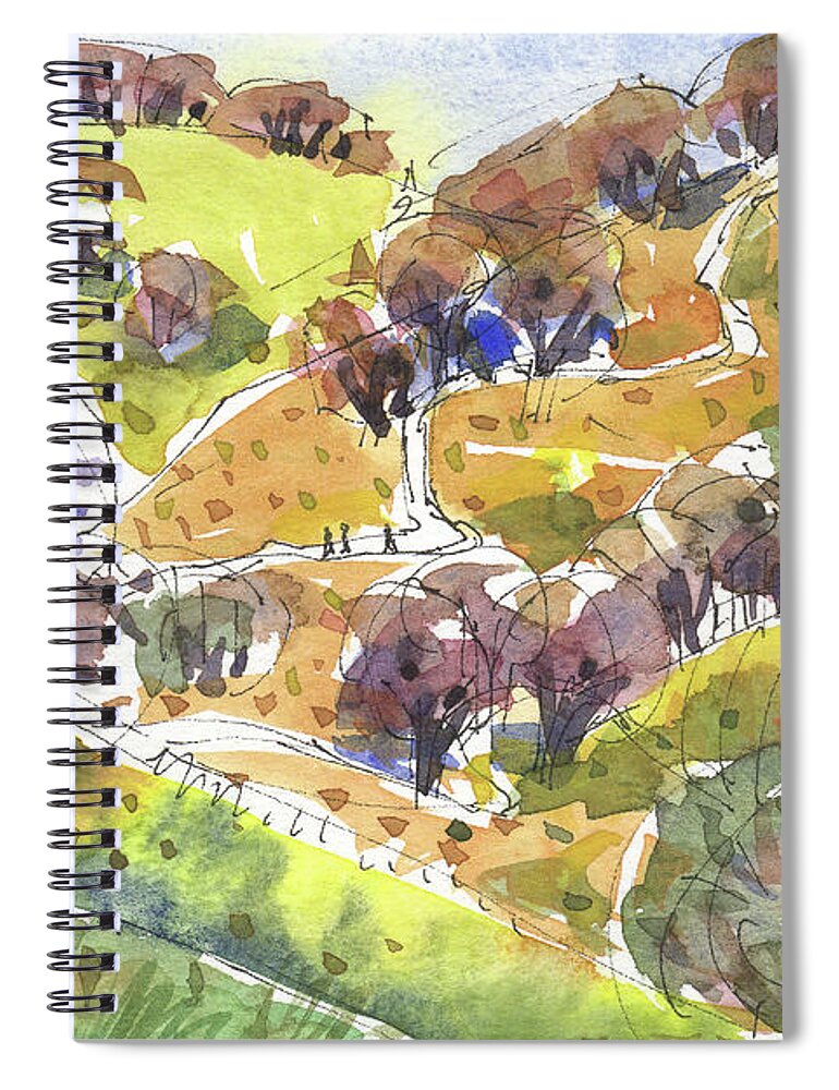 Landscape Spiral Notebook featuring the painting California Winter Landscape by Judith Kunzle