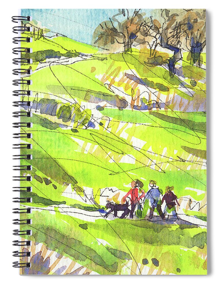 Landscape Spiral Notebook featuring the painting California Winter Walk by Judith Kunzle