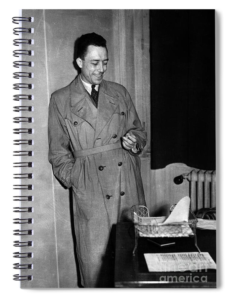 Albert Camus Spiral Notebook featuring the photograph Camus by French School
