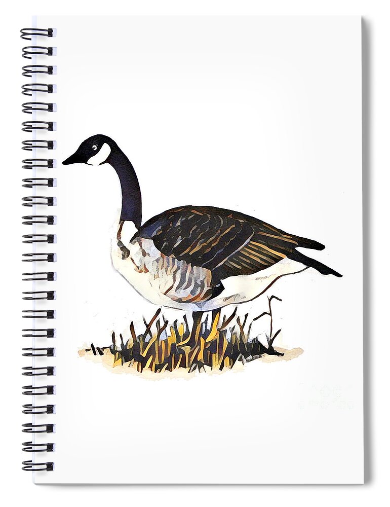 Branta Spiral Notebook featuring the mixed media Canada Goose by Art MacKay