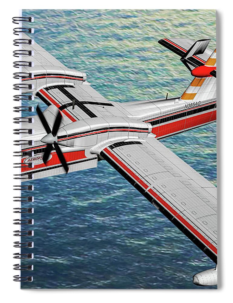 Canadair Fire Bomber Cl415 Spiral Notebook featuring the digital art Canadair Fire Bomber Cl415 - Oil by Tommy Anderson