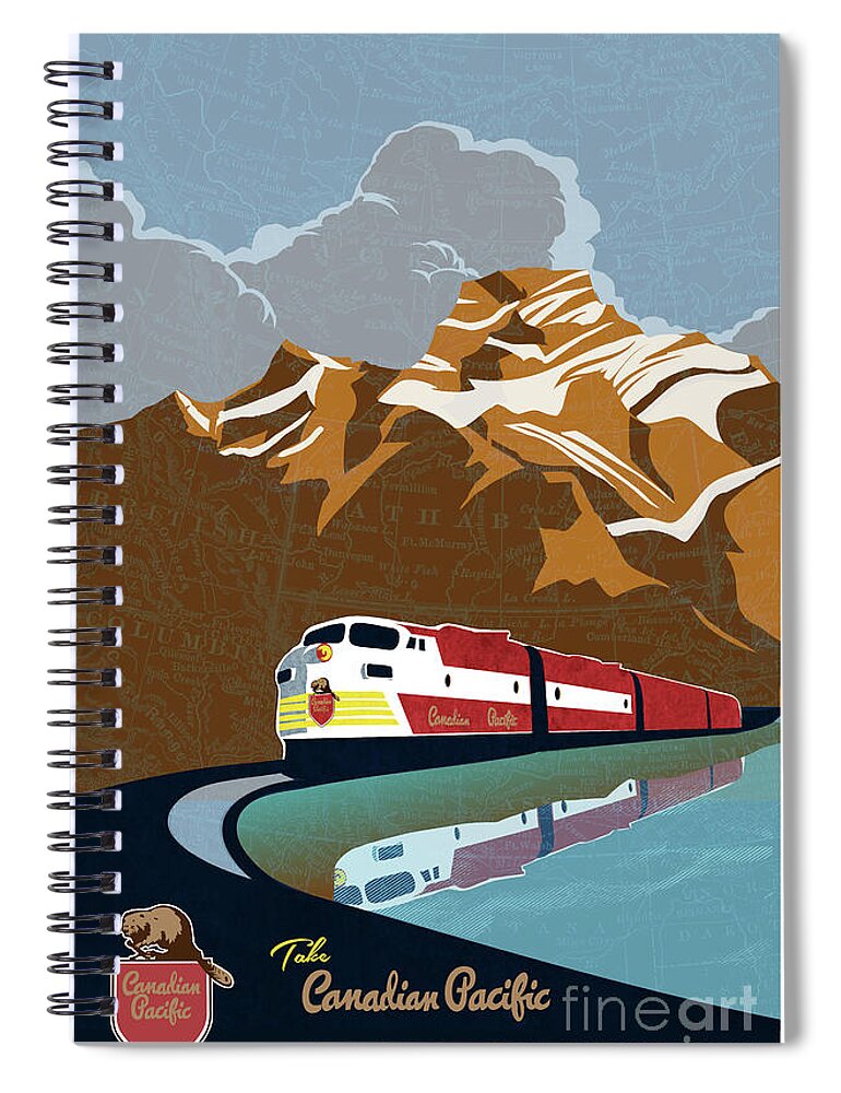Travel Poster Spiral Notebook featuring the painting Canadian Pacific Rail Vintage Travel Poster by Sassan Filsoof