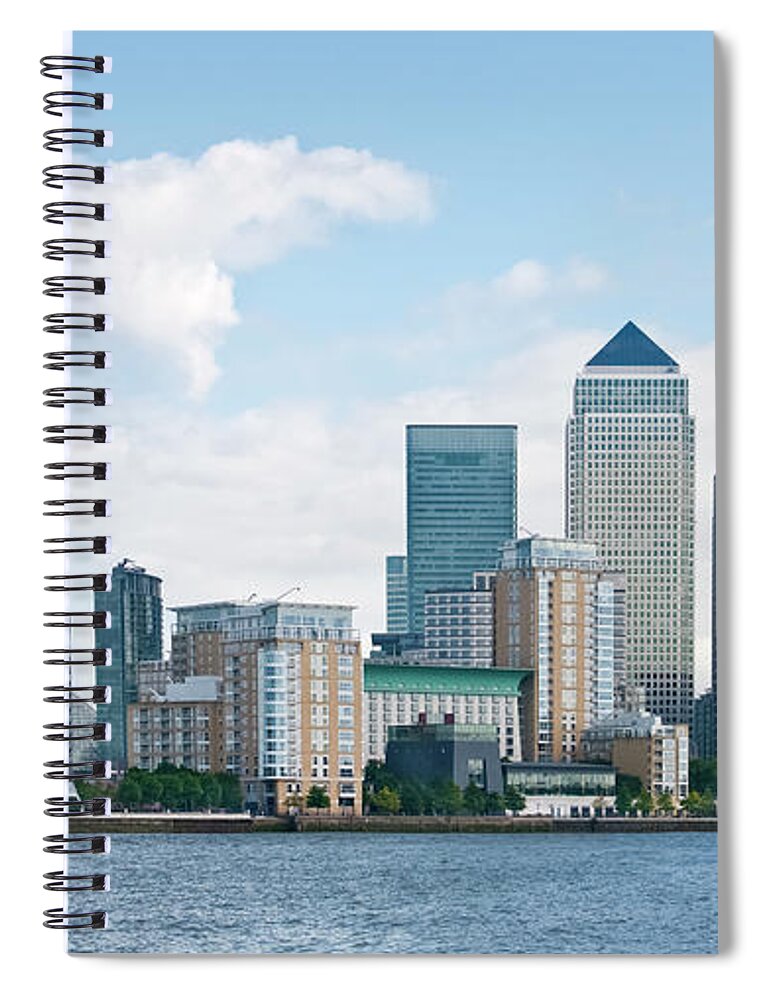 Corporate Business Spiral Notebook featuring the photograph Canary Wharf Cityscape by Onebluelight