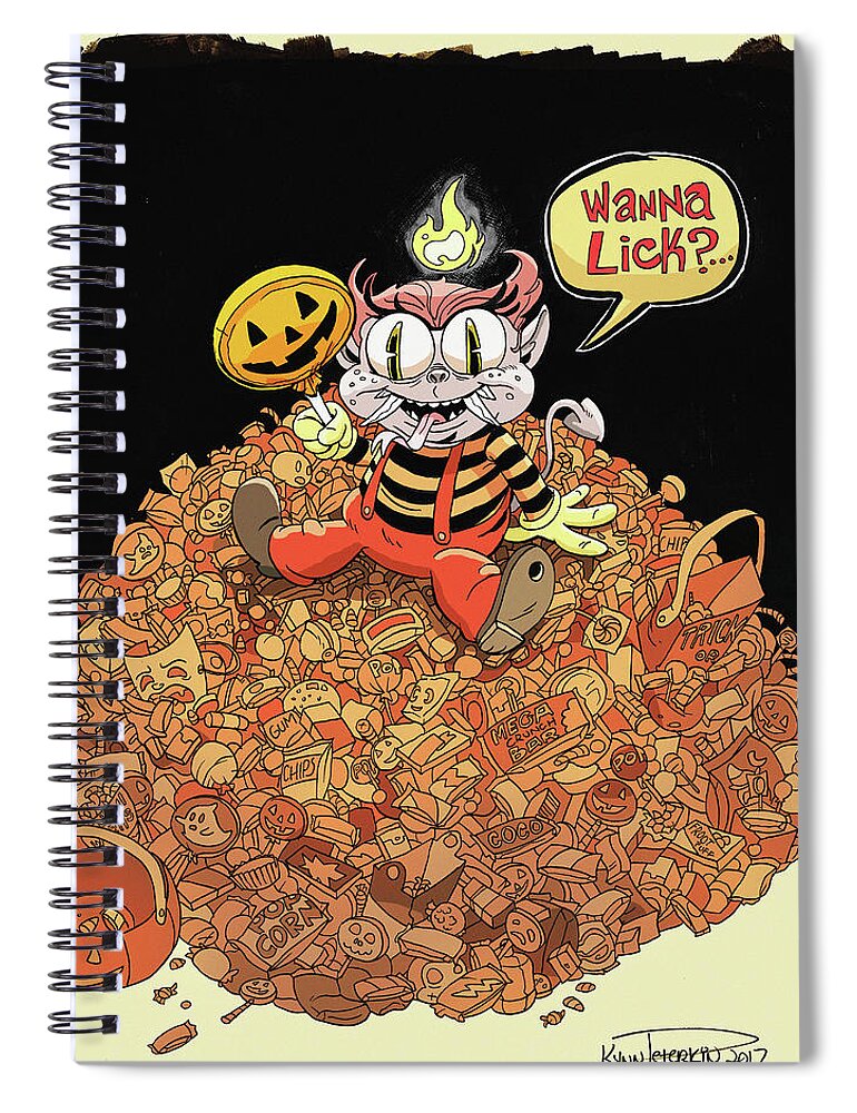 Halloween Spiral Notebook featuring the digital art Candy Theif by Kynn Peterkin