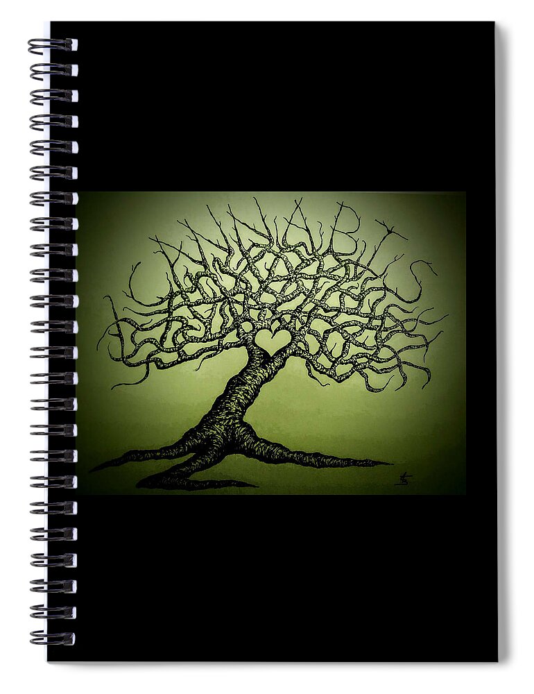 Cannabis Spiral Notebook featuring the drawing Cannabis Love Tree by Aaron Bombalicki