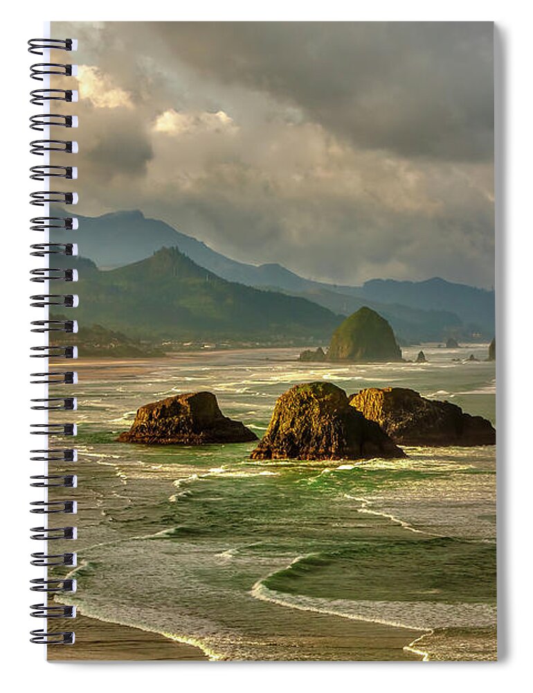 Tranquility Spiral Notebook featuring the photograph Canon Beach From Ecola State Park by Bob Pool
