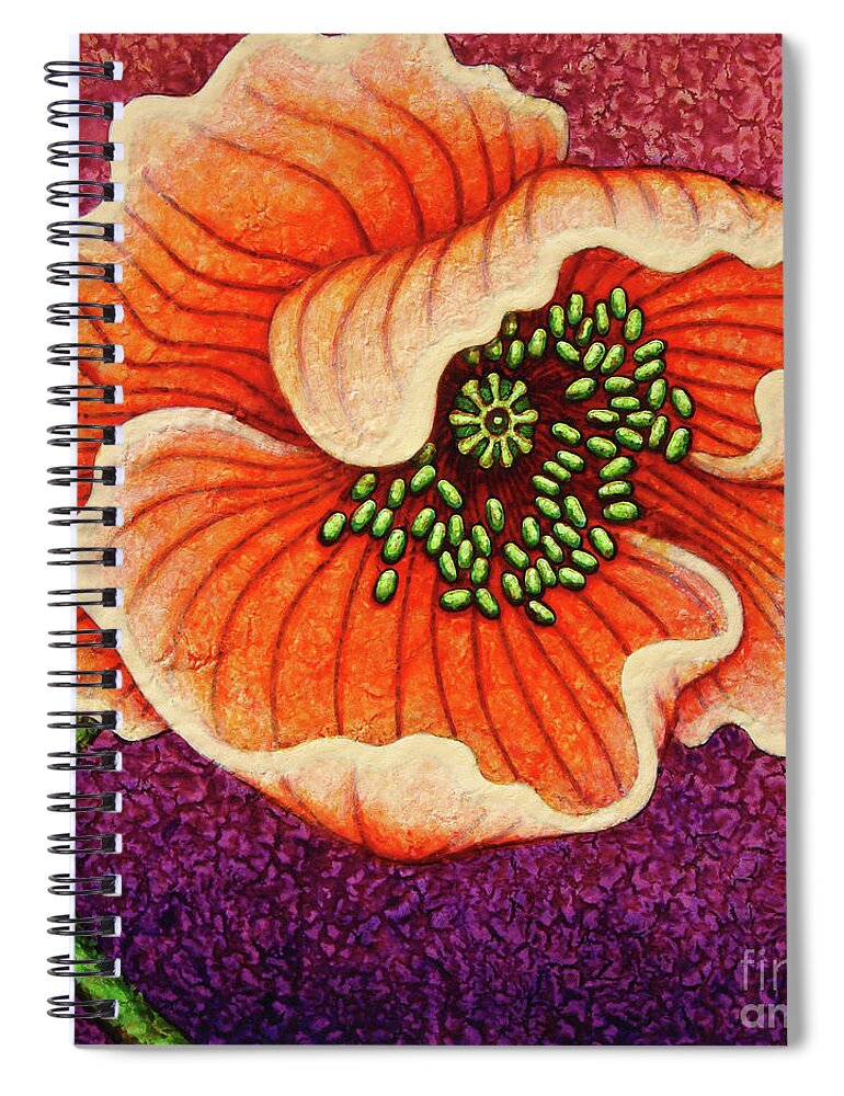 Poppy Spiral Notebook featuring the painting Cantaloupe Countenance by Amy E Fraser
