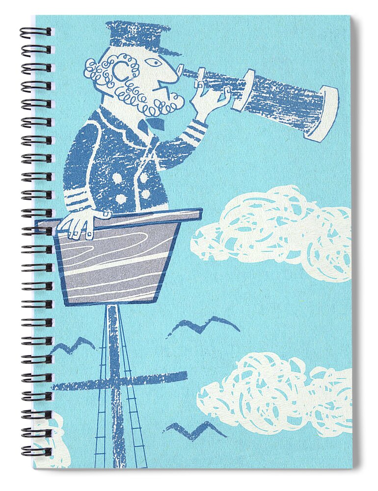 Activity Spiral Notebook featuring the drawing Captain in Crow's Nest by CSA Images