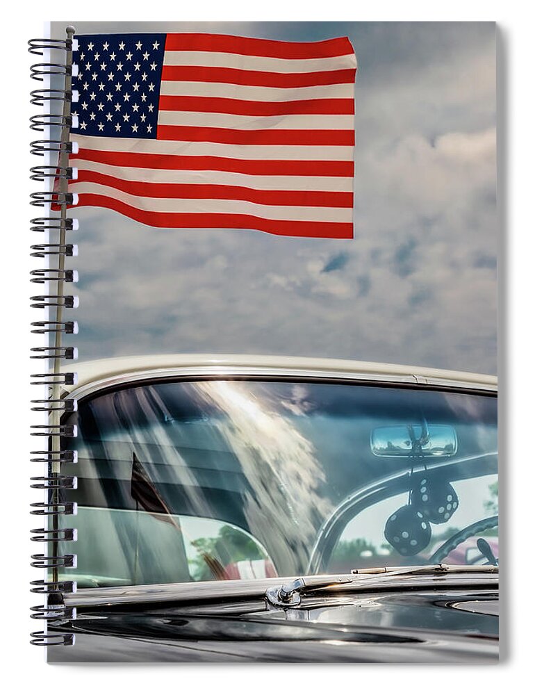 America Spiral Notebook featuring the photograph Car Show Flag by Bill Chizek